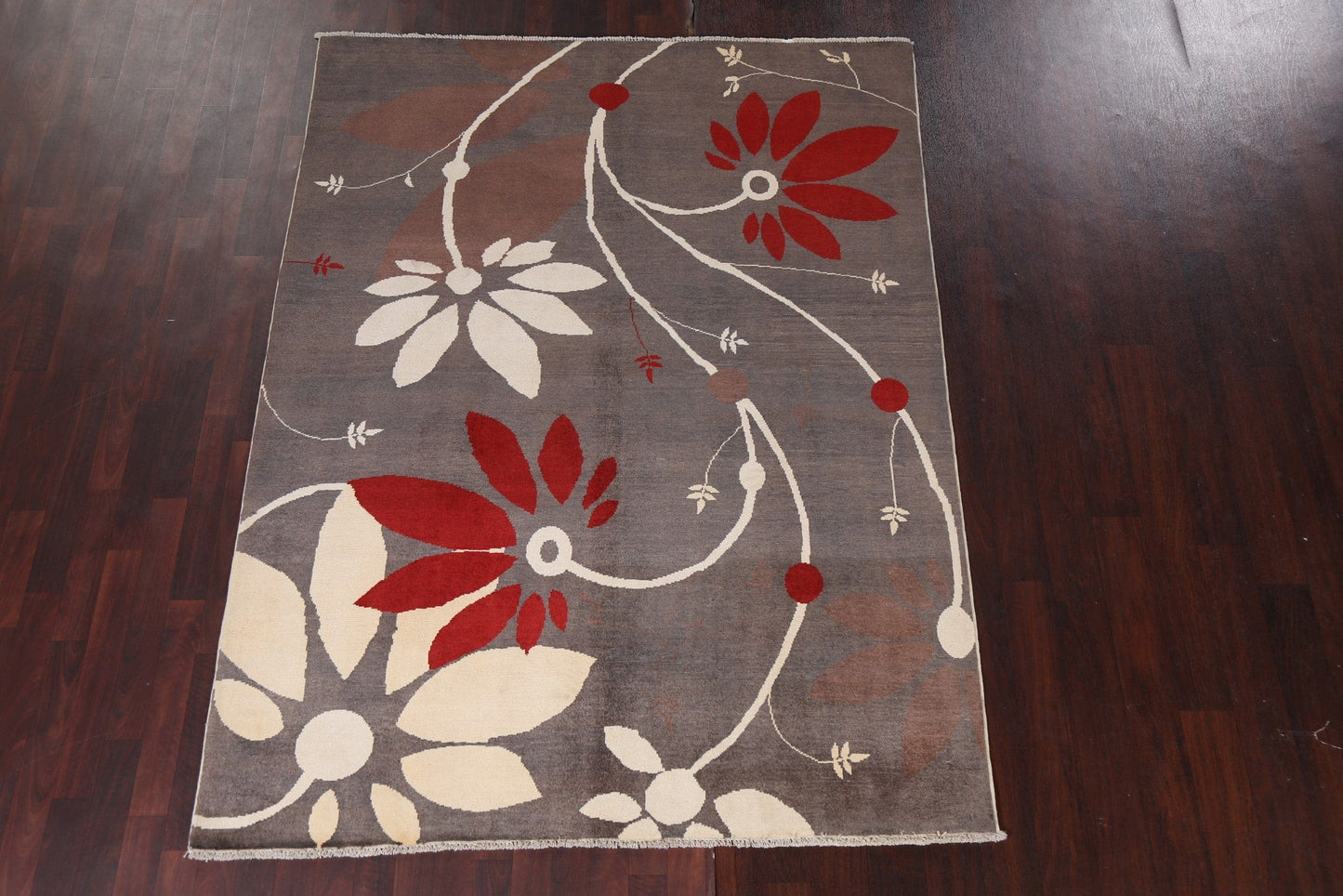 Nature Print Gabbeh Kashkoli Wool Area Rug 6x8