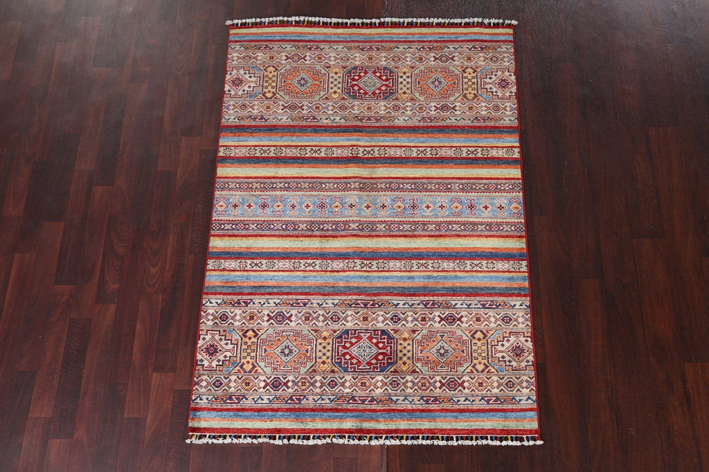 Vegetable Dye Kazak Oriental Area Rug 4x6