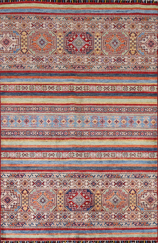 Vegetable Dye Kazak Oriental Area Rug 4x6