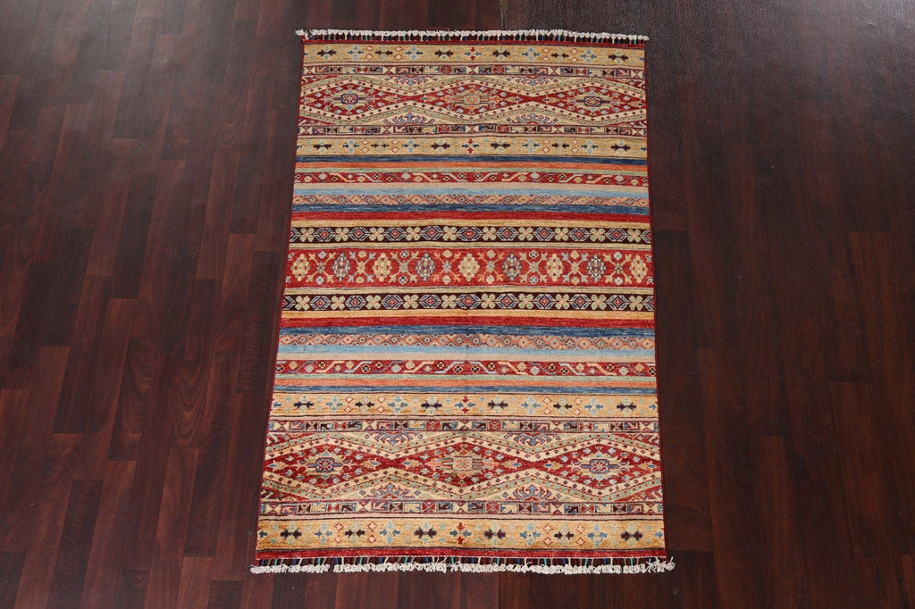 Vegetable Dye Kazak Handmade Area Rug 4x6