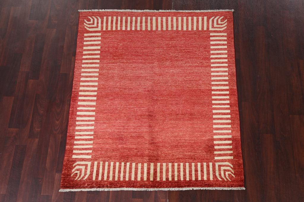 Handmade Gabbeh Kashkoli Wool Area Rug 4x5