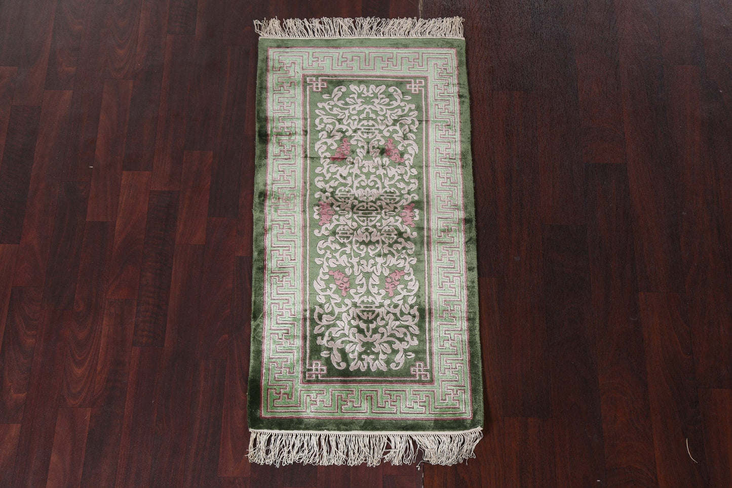 Vegetable Dye Art Deco Handmade Silk Rug 2x4