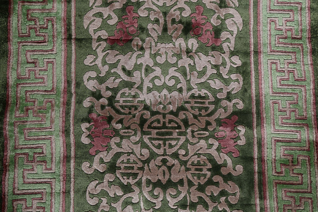 Vegetable Dye Art Deco Handmade Silk Rug 2x4