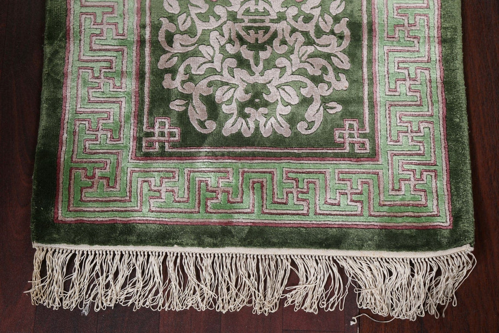 Vegetable Dye Art Deco Handmade Silk Rug 2x4