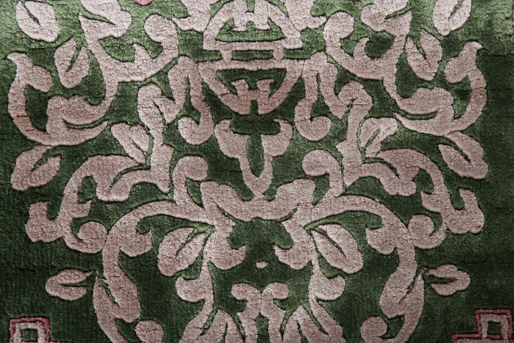 Vegetable Dye Art Deco Handmade Silk Rug 2x4