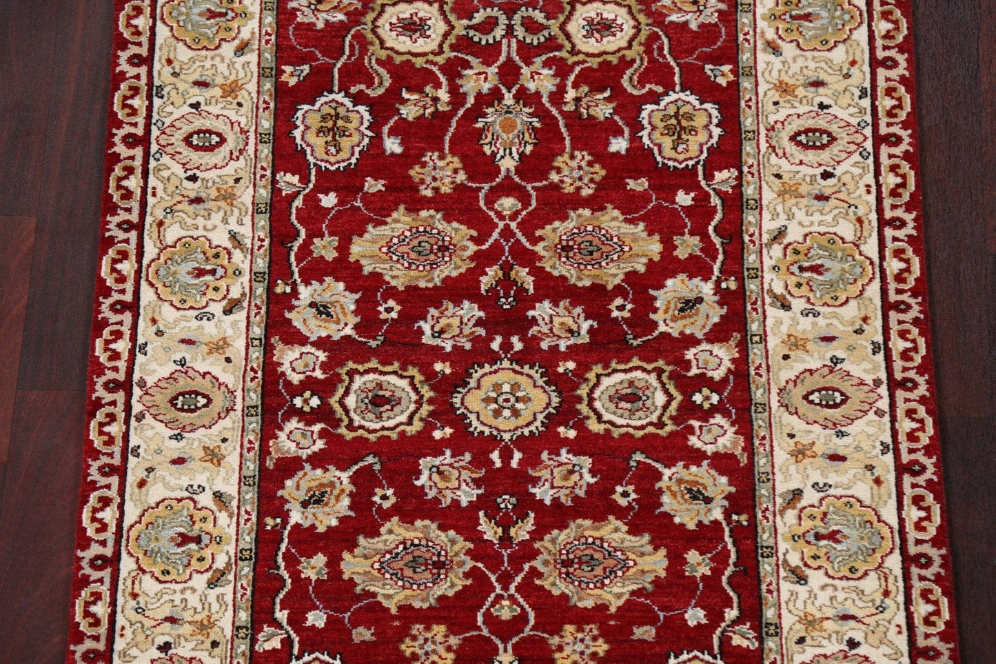 Vegetable Dye Red Agra Wool Handmade Rug 3x5