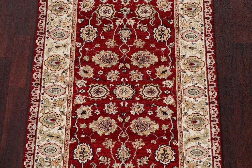 Vegetable Dye Red Agra Wool Handmade Rug 3x5