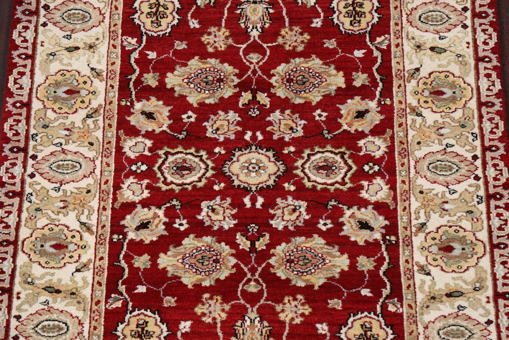 Vegetable Dye Red Agra Wool Handmade Rug 3x5