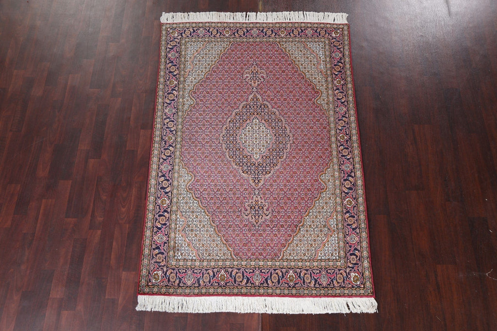 Masterpiece Vegetable Dye Tabriz Mahi Persian Area Rug 5x7