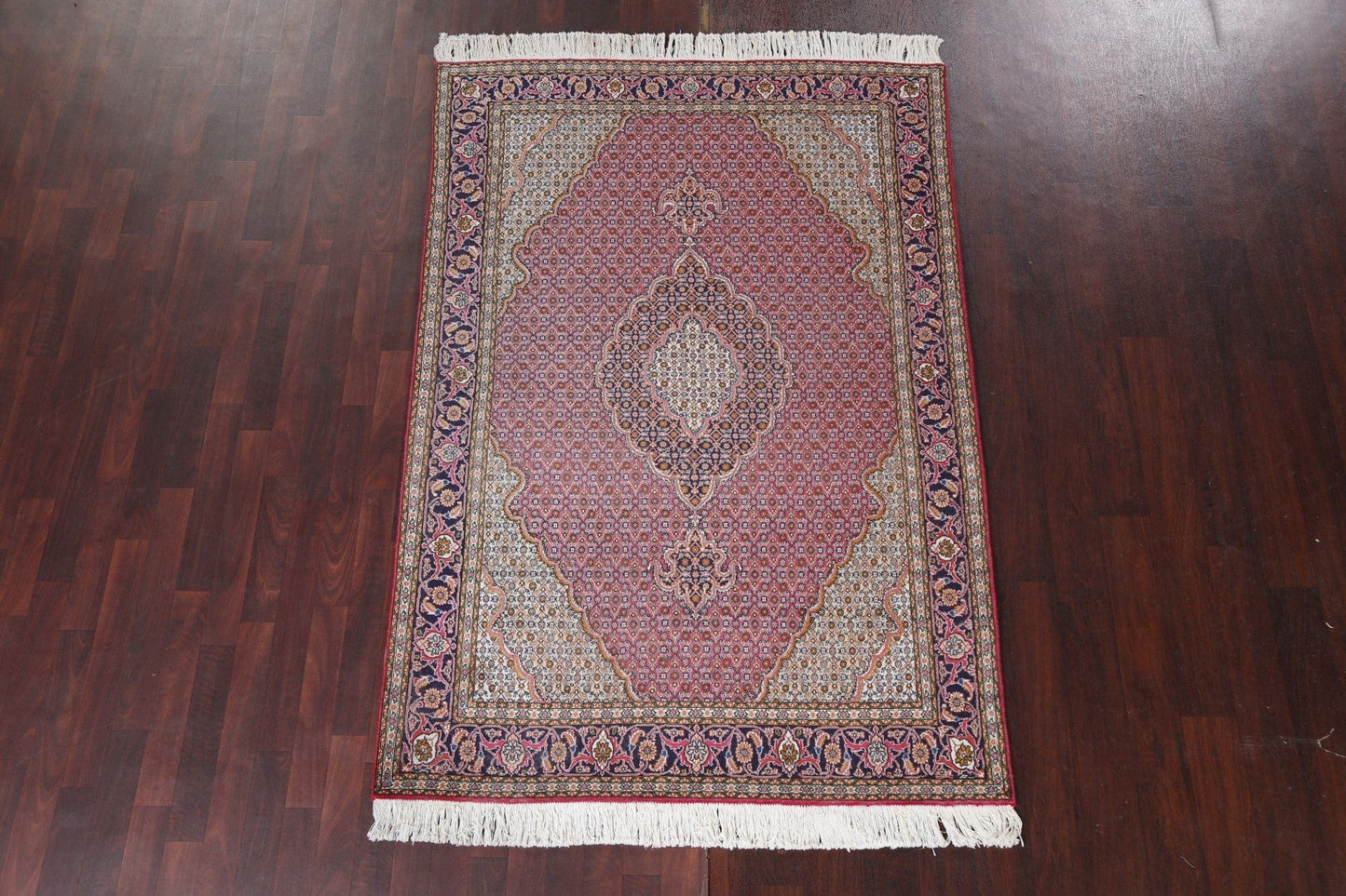 Masterpiece Vegetable Dye Tabriz Mahi Persian Area Rug 5x7