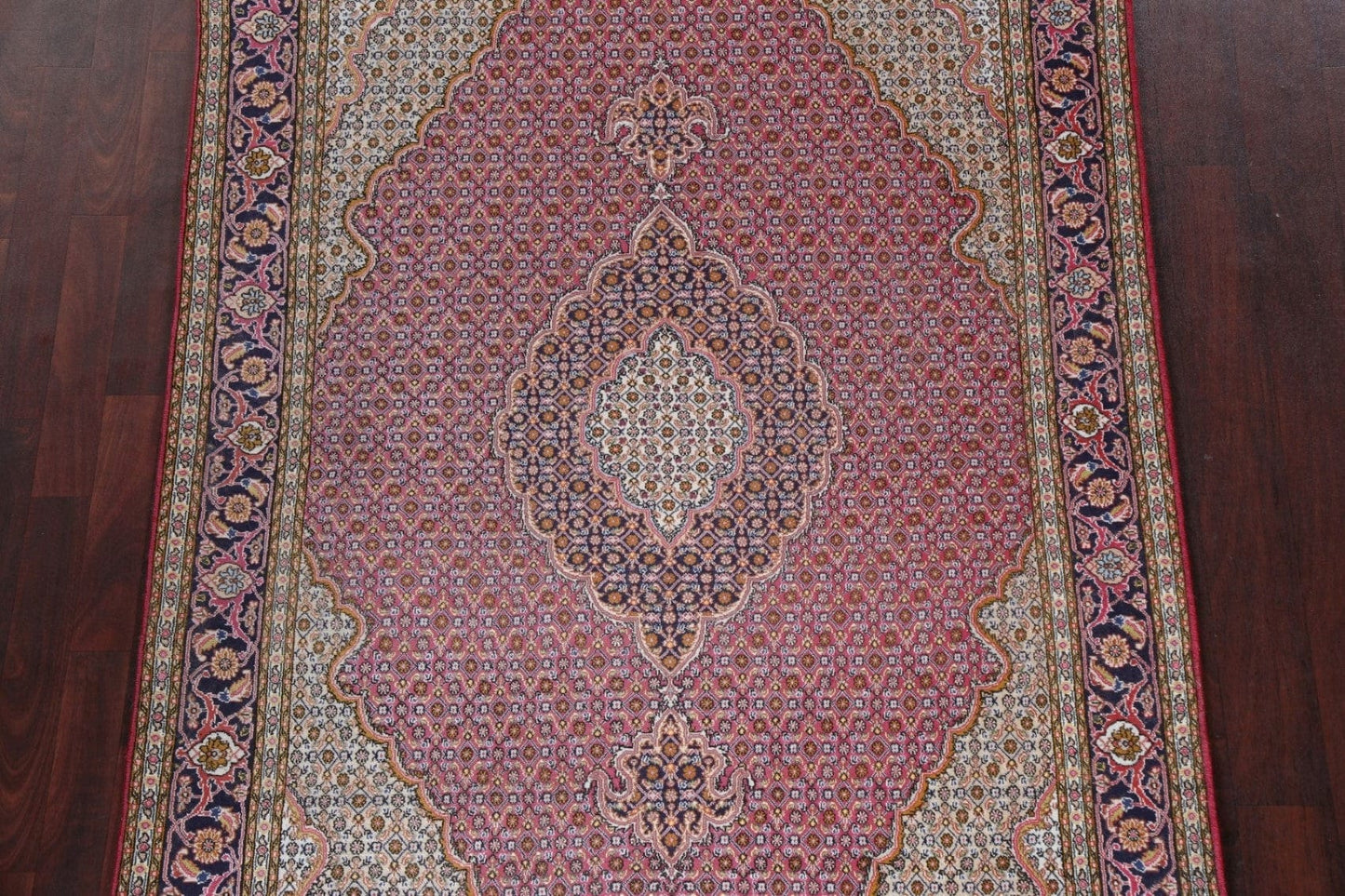 Masterpiece Vegetable Dye Tabriz Mahi Persian Area Rug 5x7