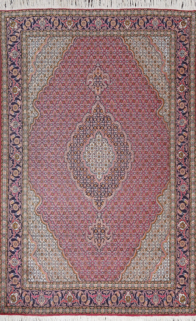 Masterpiece Vegetable Dye Tabriz Mahi Persian Area Rug 5x7