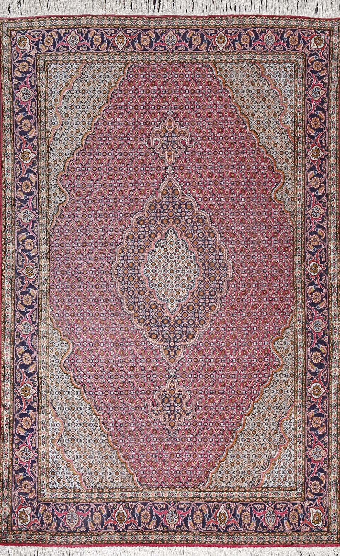 Masterpiece Vegetable Dye Tabriz Mahi Persian Area Rug 5x7