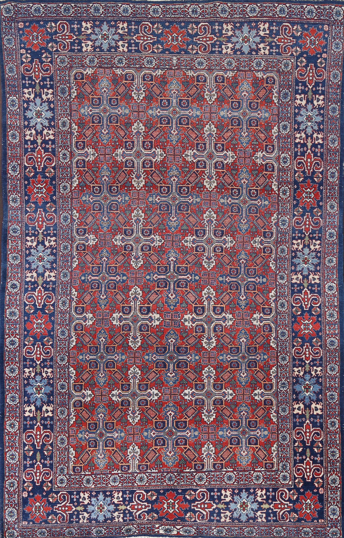 Antique Vegetable Dye Shirvan Wool Area Rug 4x7