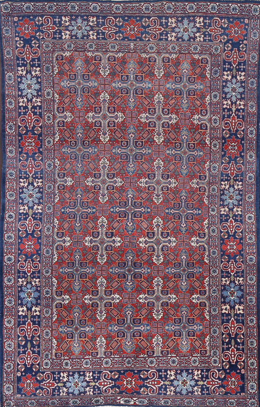 Antique Vegetable Dye Shirvan Wool Area Rug 4x7