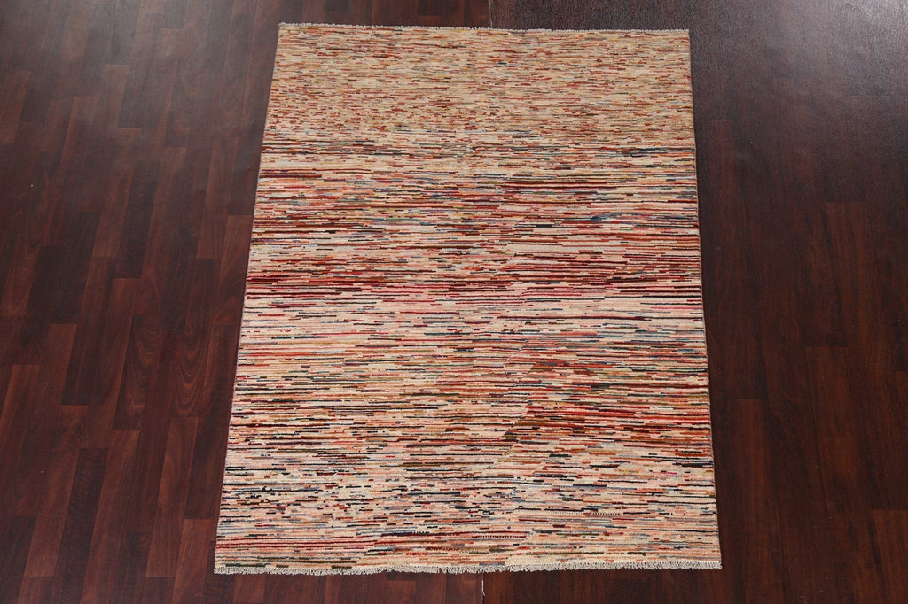 Contemporary Gabbeh Kashkoli Wool Area Rug 5x6