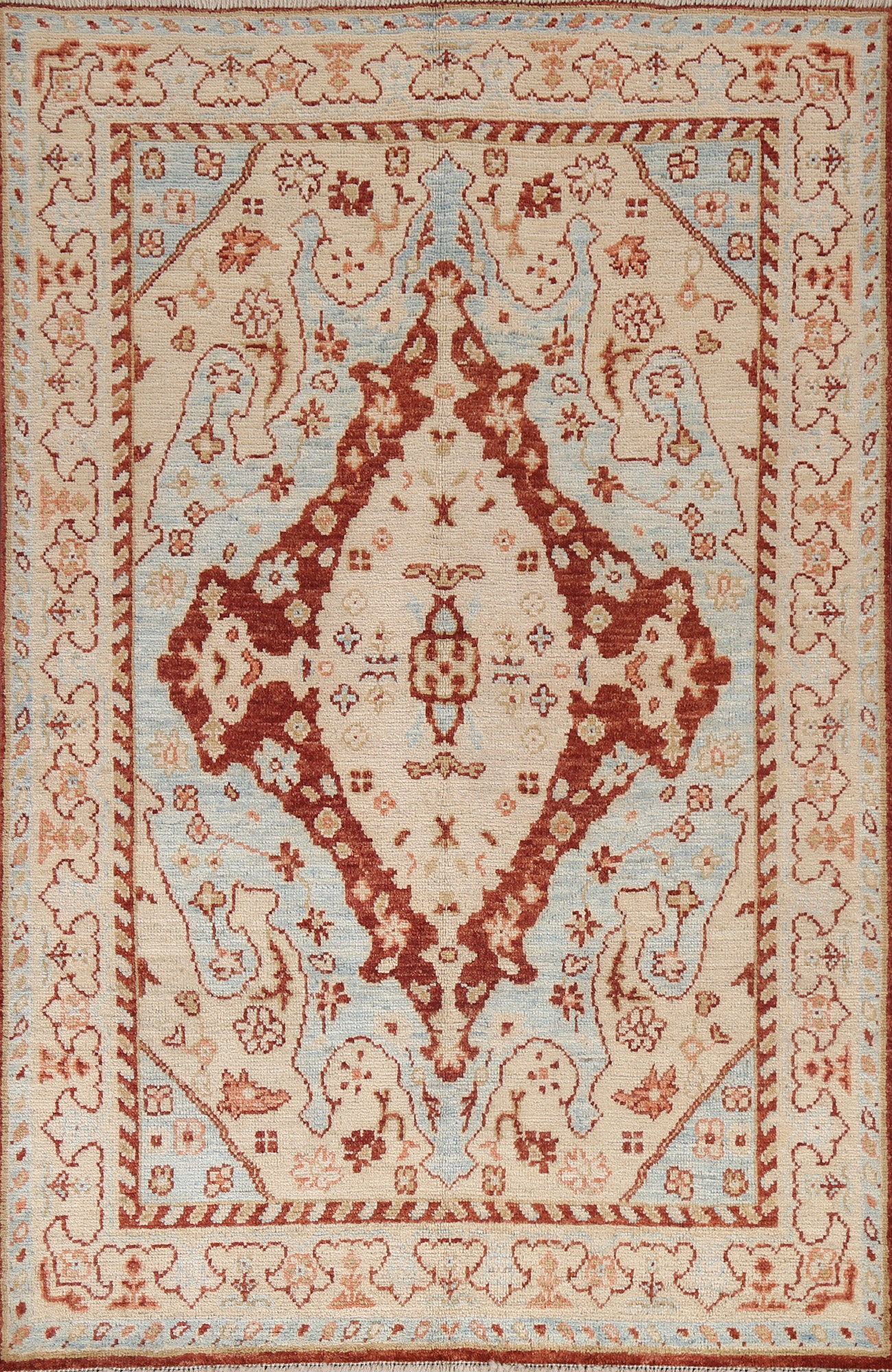 Vegetable Dye Oushak Turkish Area Rug 5x7