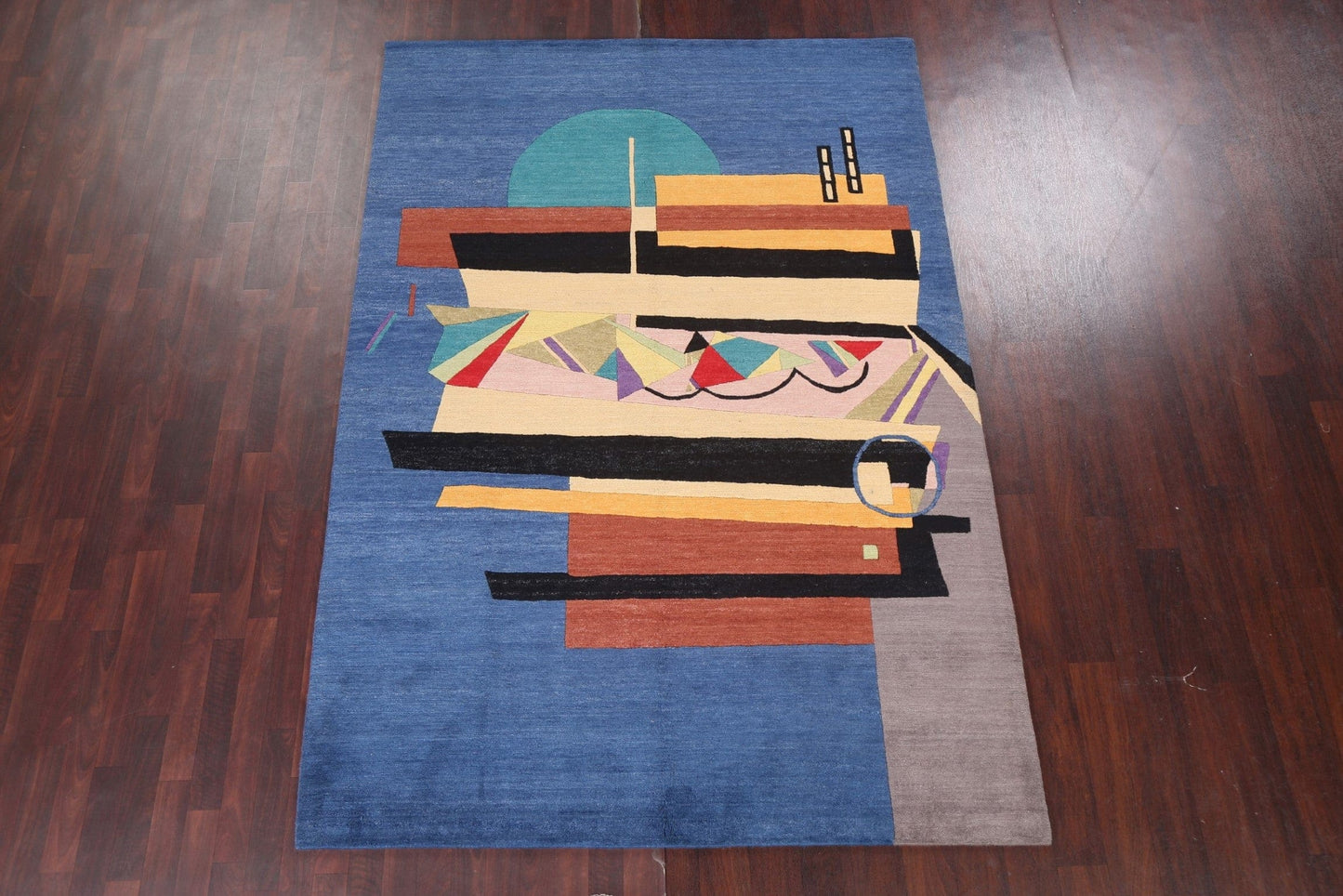 Vegetable Dye Abstract Nepalese Handmade Area Rug 6x9