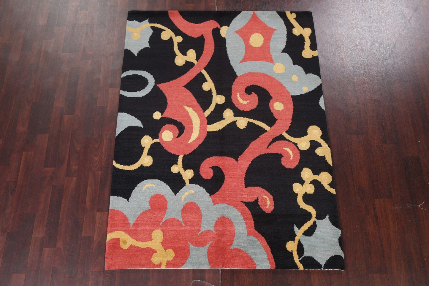 Abstract Nepalese Vegetable Dye Area Rug 5x7