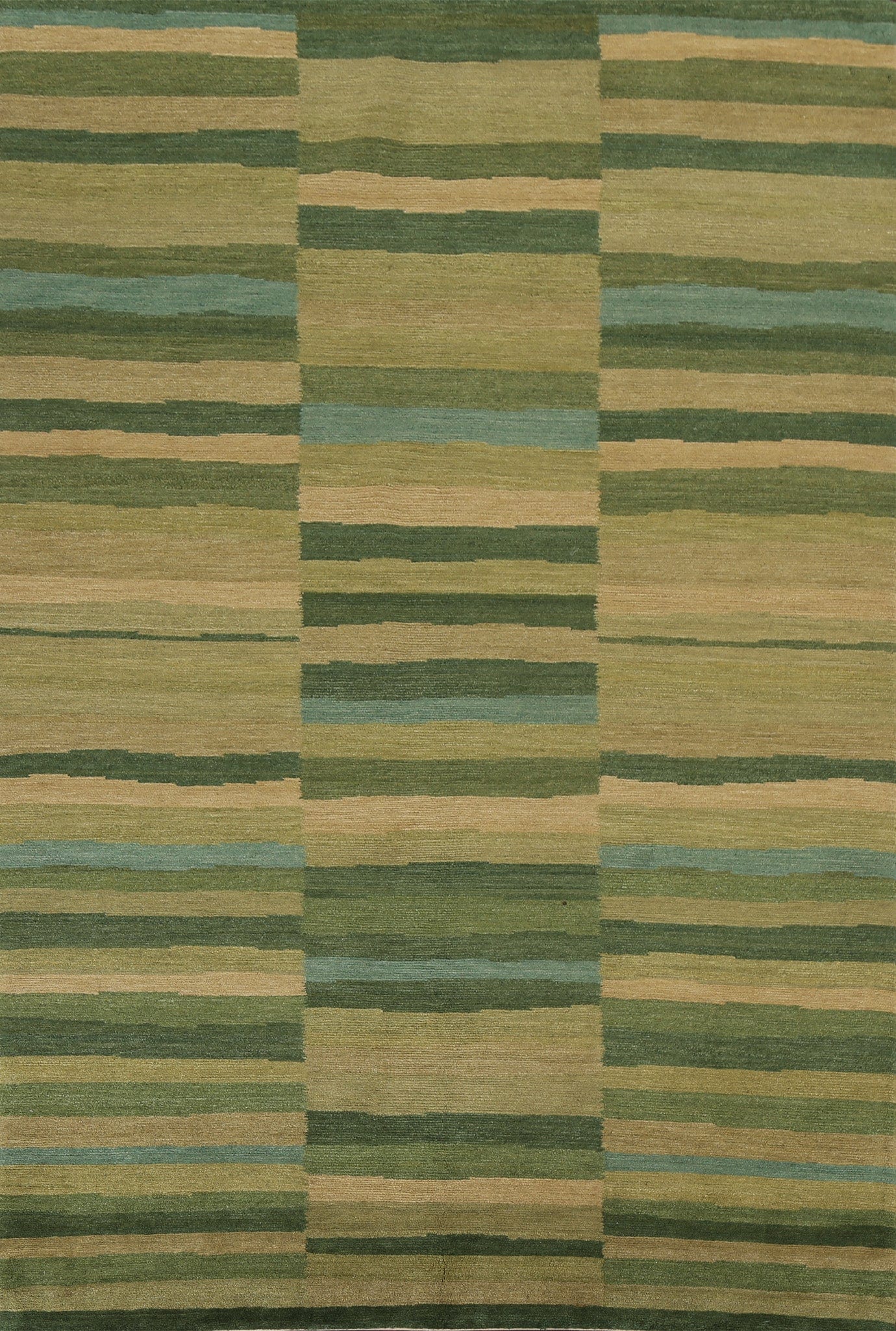 Vegetable Dye Green Nepalese Wool Area Rug 5x8