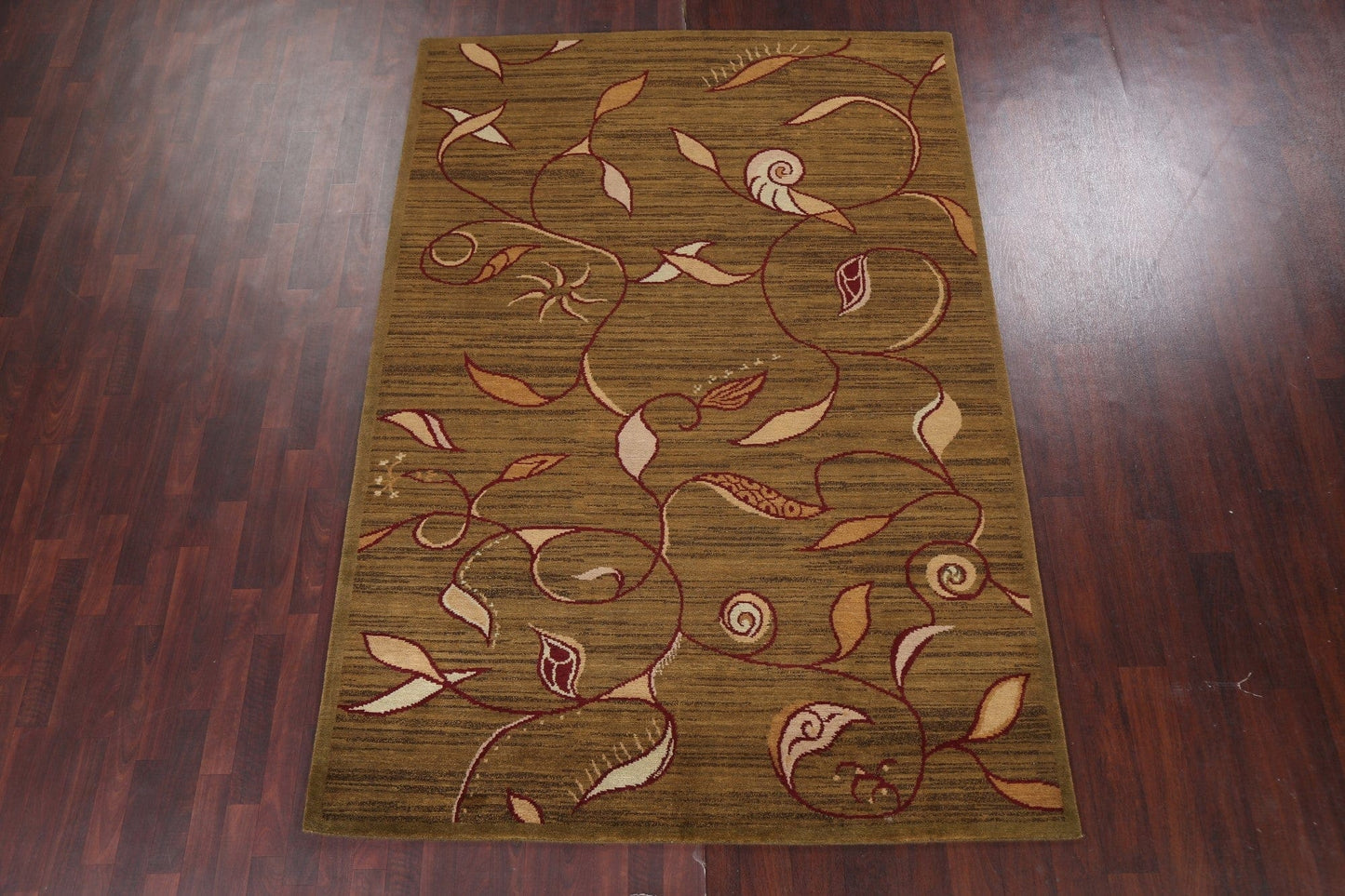 Nature Print Nepalese Vegetable Dye Area Rug 6x9