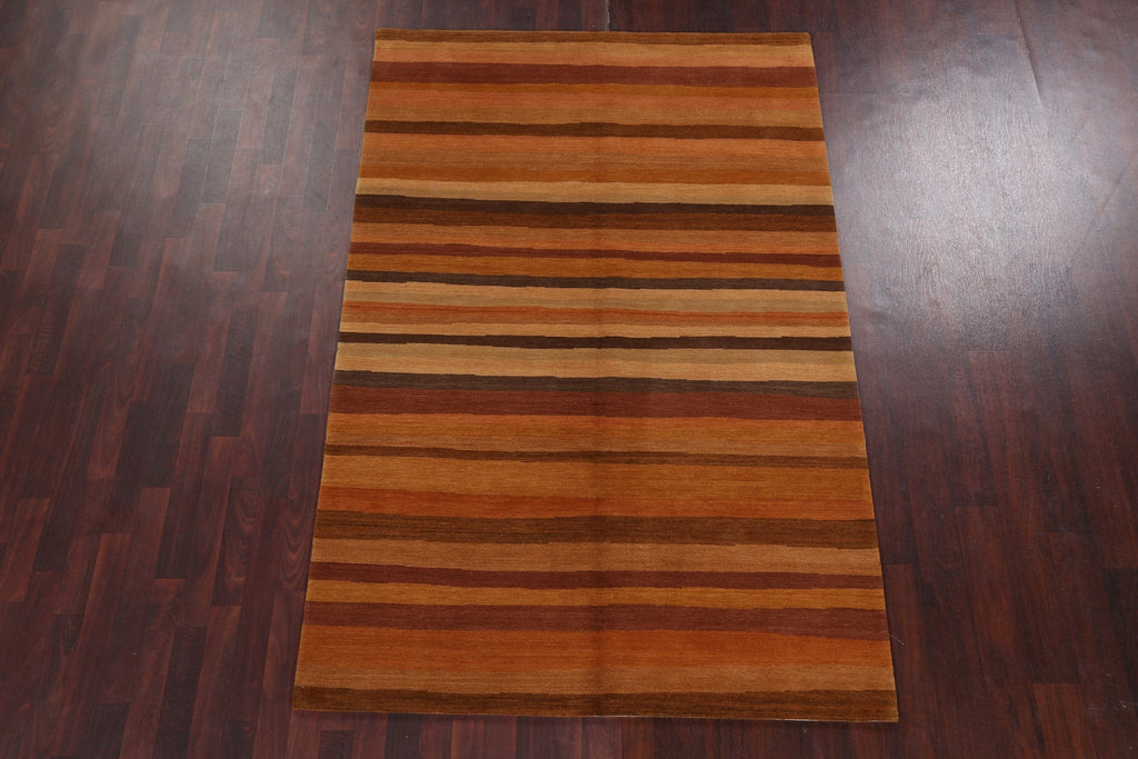 Vegetable Dye Nepalese Striped Area Rug 5x8