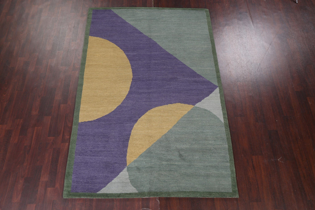 Vegetable Dye Abstract Nepalese Wool Area Rug 6x9