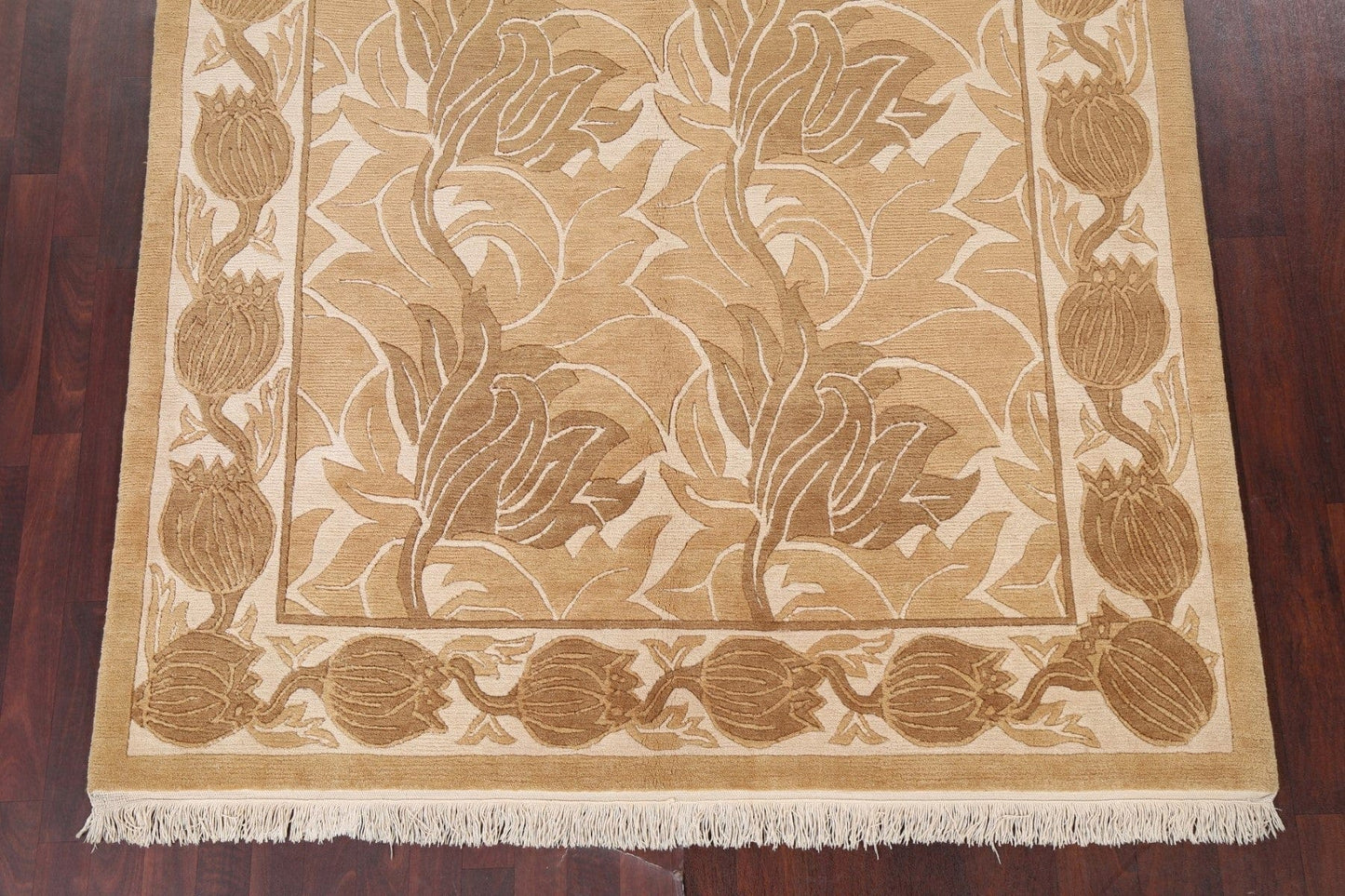 Nature Print Nepalese Vegetable Dye Area Rug 6x9