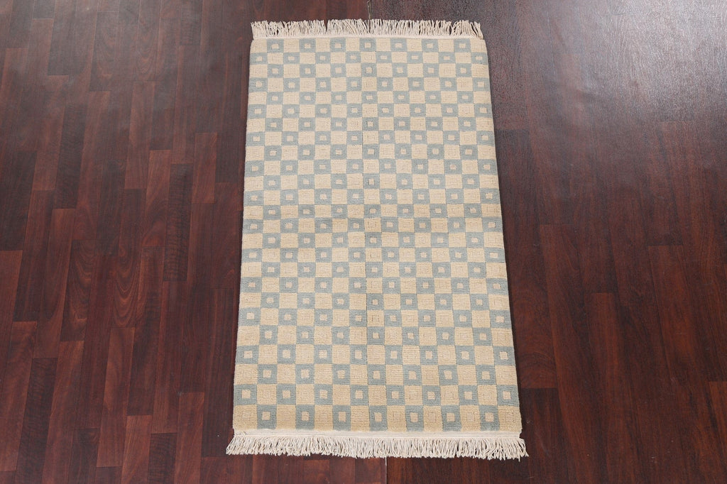 Checkered Nepalese Vegetable Dye Wool Rug 3x5