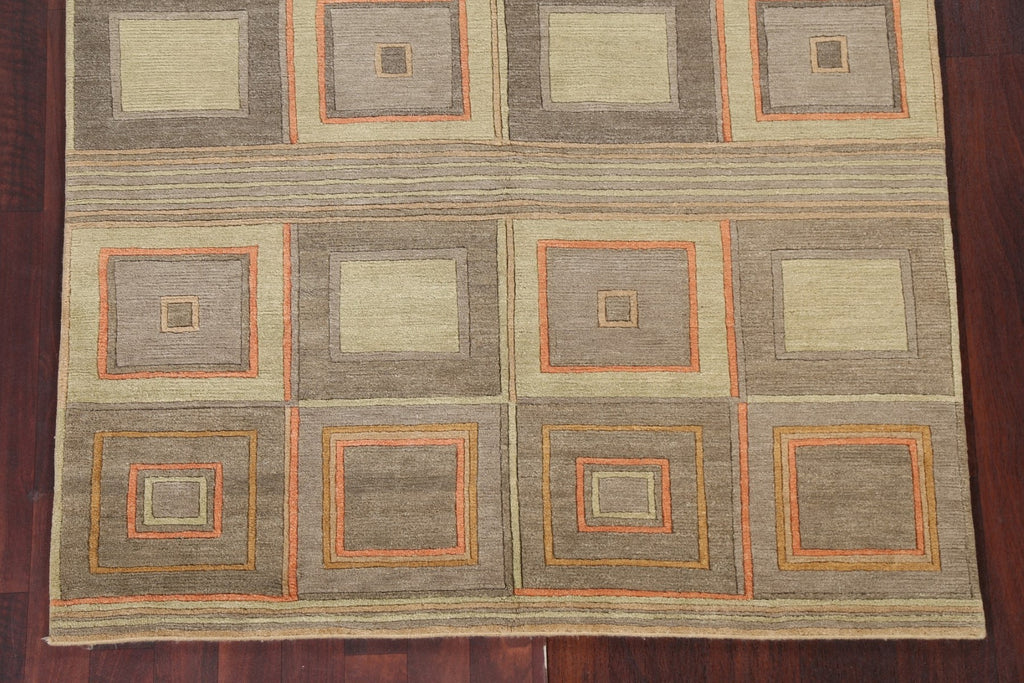 Vegetable Dye Geometric Nepalese Wool Area Rug 4x6