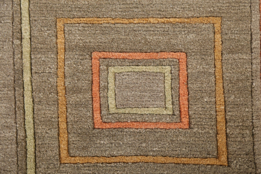 Vegetable Dye Geometric Nepalese Wool Area Rug 4x6