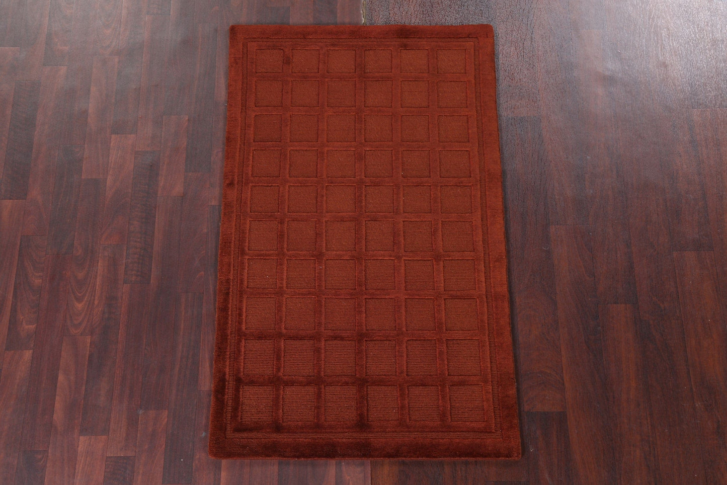 Checkered Nepalese Vegetable Dye Wool Rug 3x5