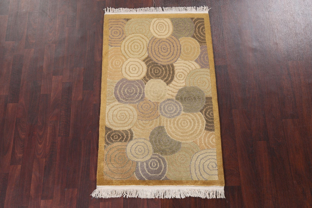 Vegetable Dye Abstract Nepalese Handmade Wool Rug 3x5