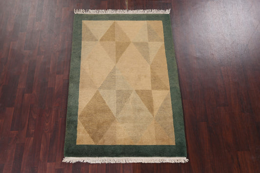 Vegetable Dye Abstract Nepalese Wool Area Rug 4x6