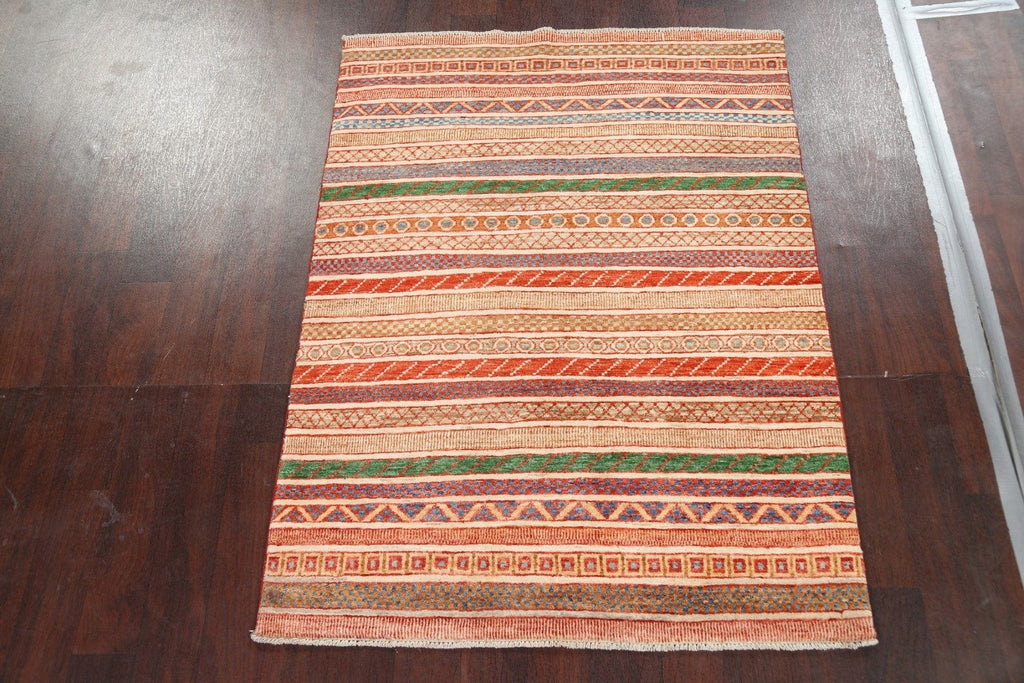 Stripe Kazak Handmade Area Rug 4x5