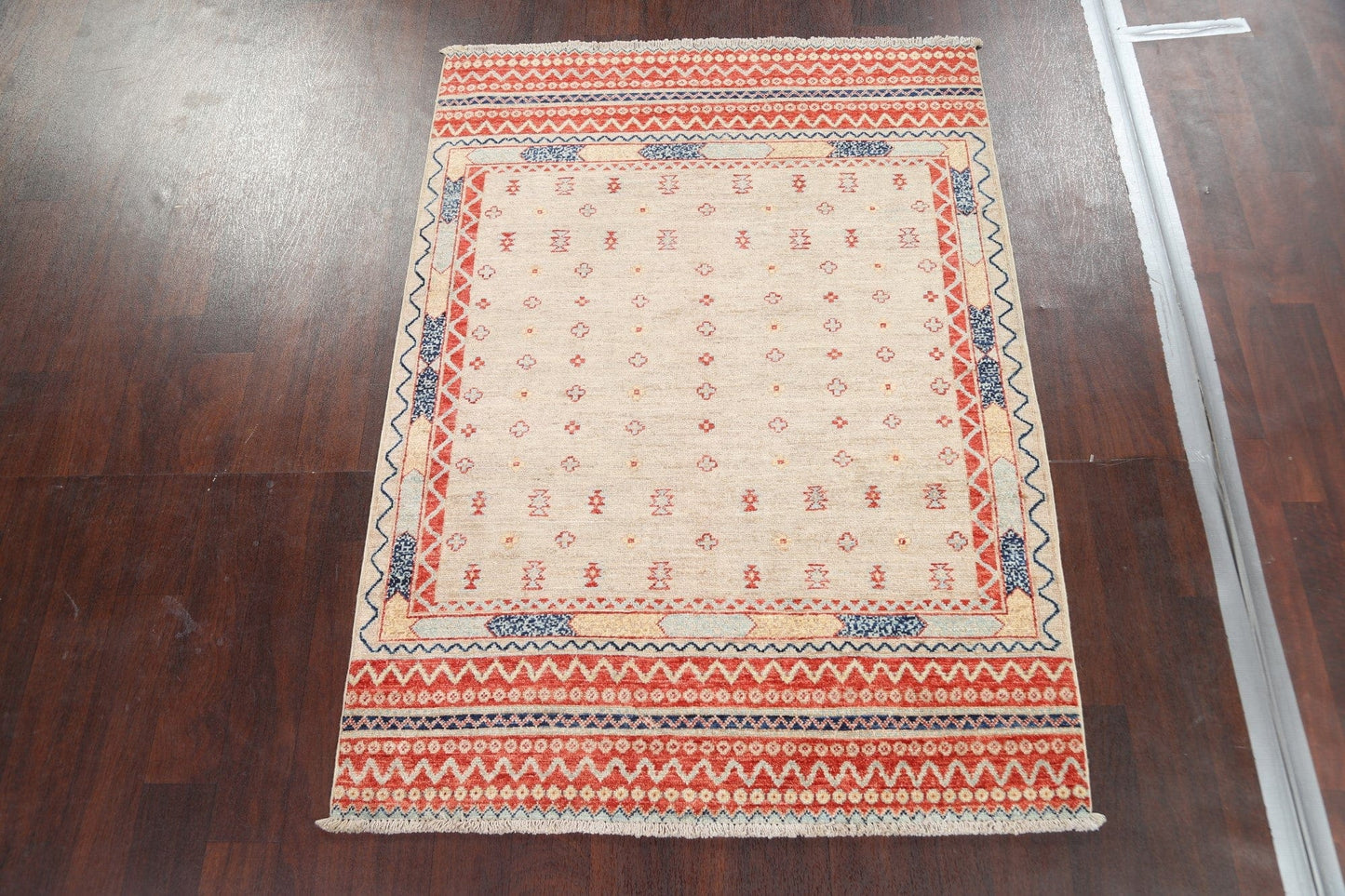 Vegetable Dye Kazak Wool Area Rug 4x6