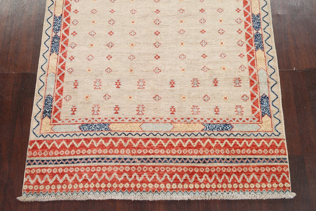 Vegetable Dye Kazak Wool Area Rug 4x6