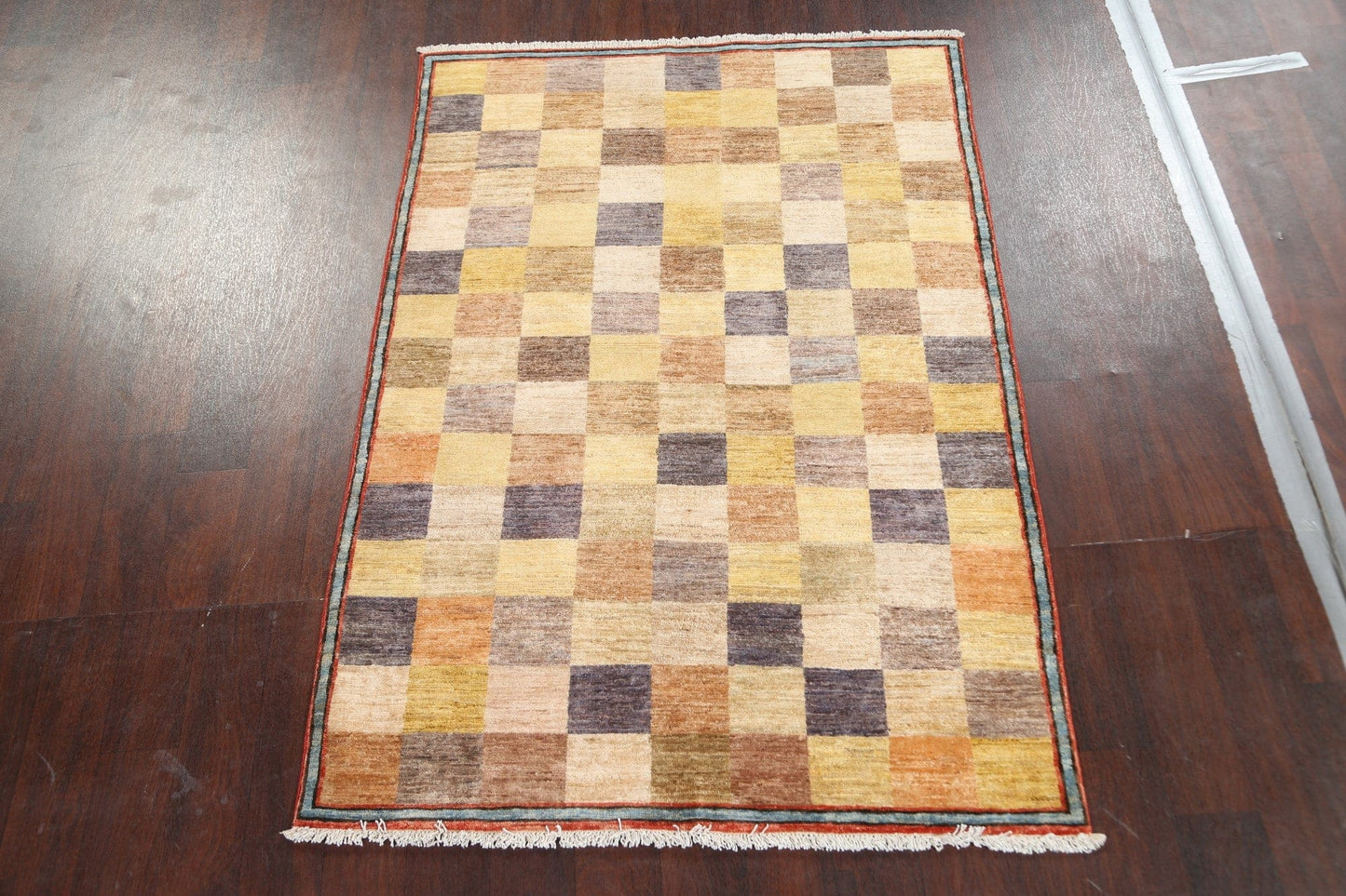 Checkered Gabbeh Kashkoli Wool Area Rug 4x6