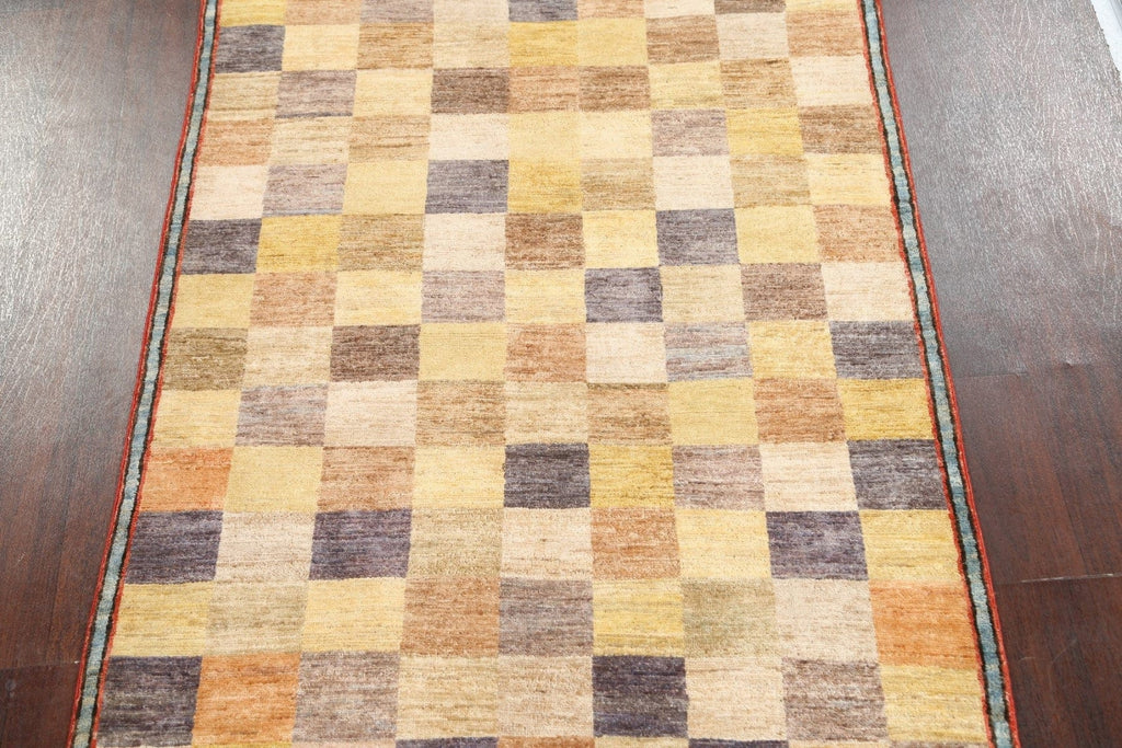 Checkered Gabbeh Kashkoli Wool Area Rug 4x6