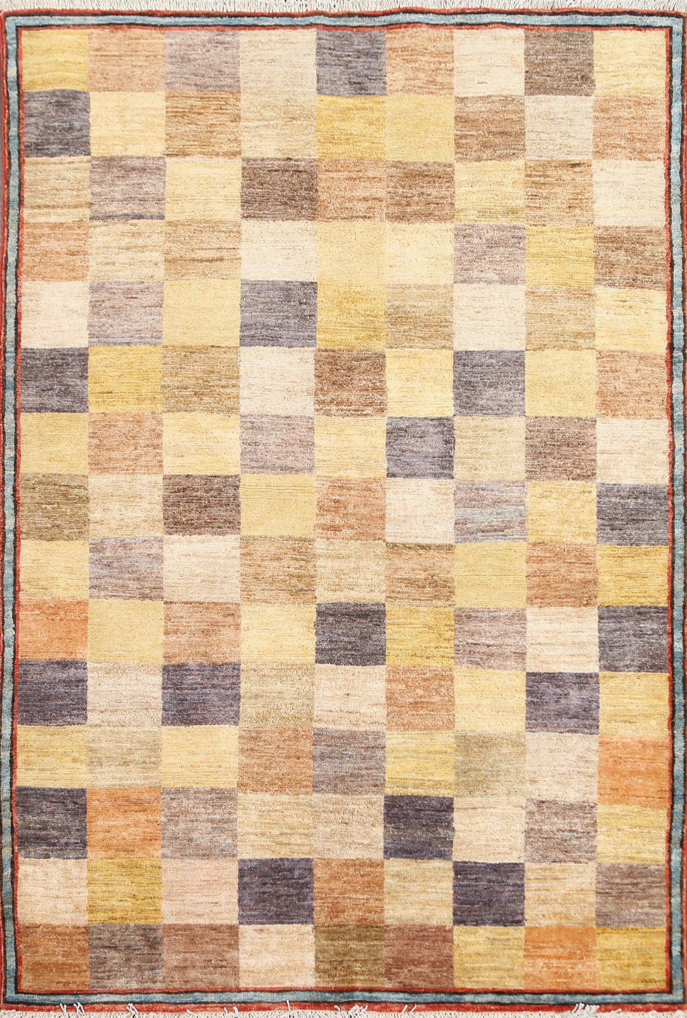 Checkered Gabbeh Kashkoli Wool Area Rug 4x6