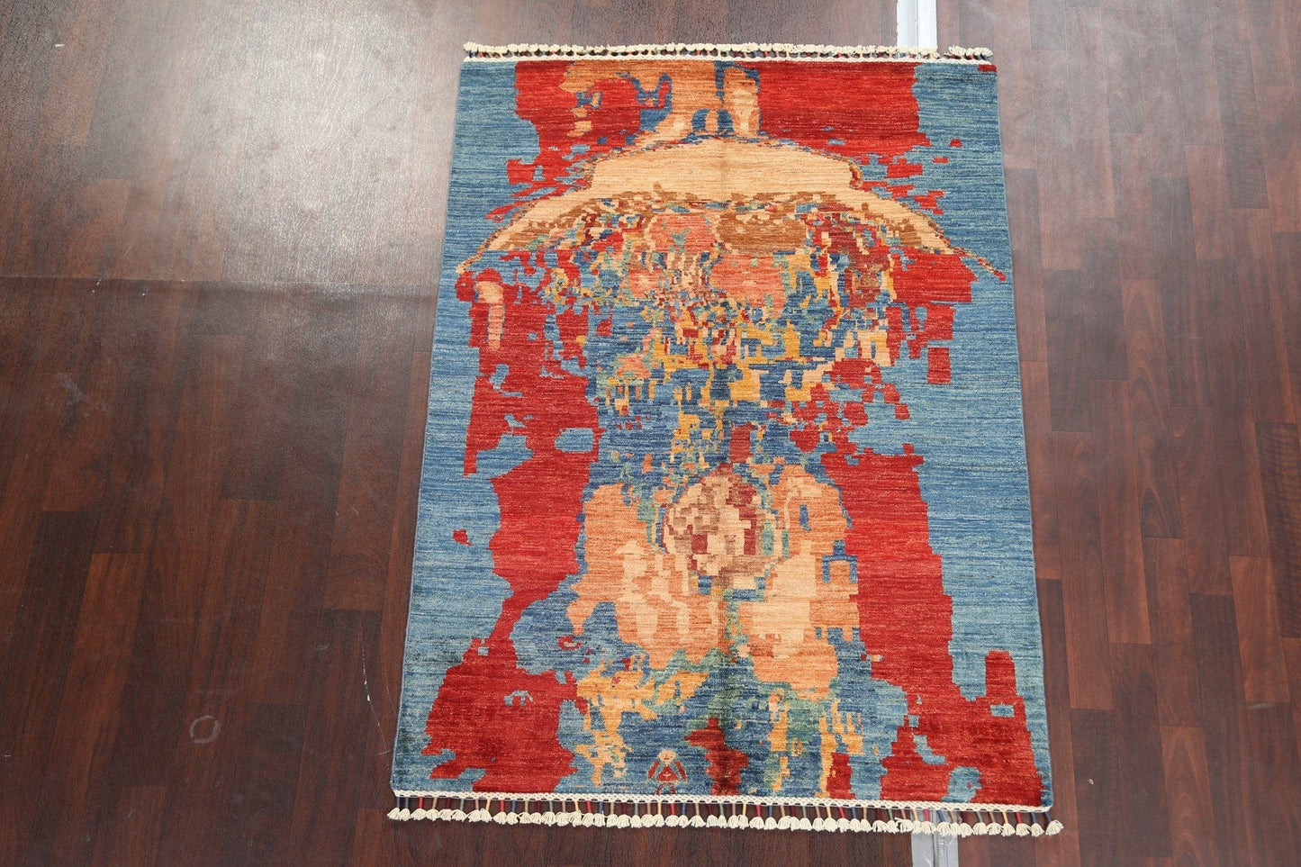 Vegetable Dye Abstract Silk/ Wool Area Rug 4x6