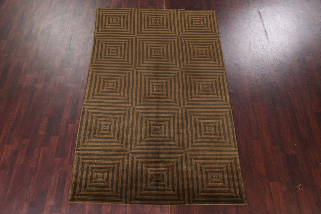 Vegetable Dye Wool Nepalese Modern Area Rug 6x10