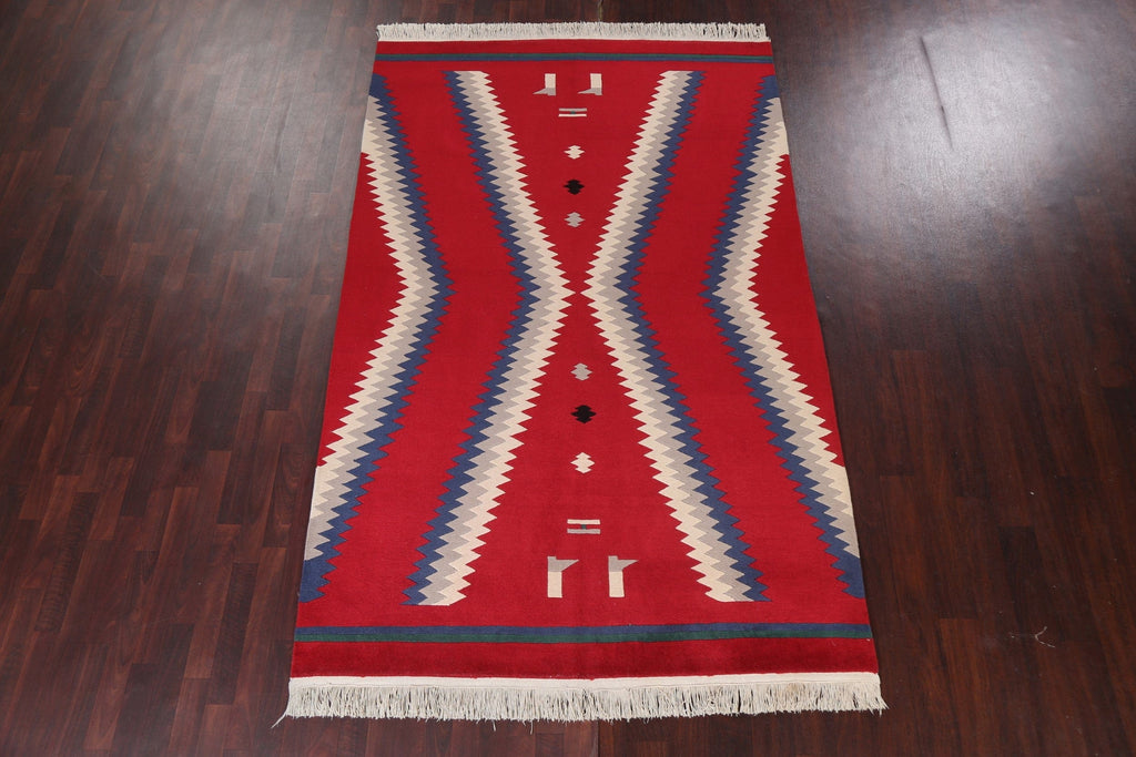 Vegetable Dye Nepalese Red Wool Area Rug 6x9