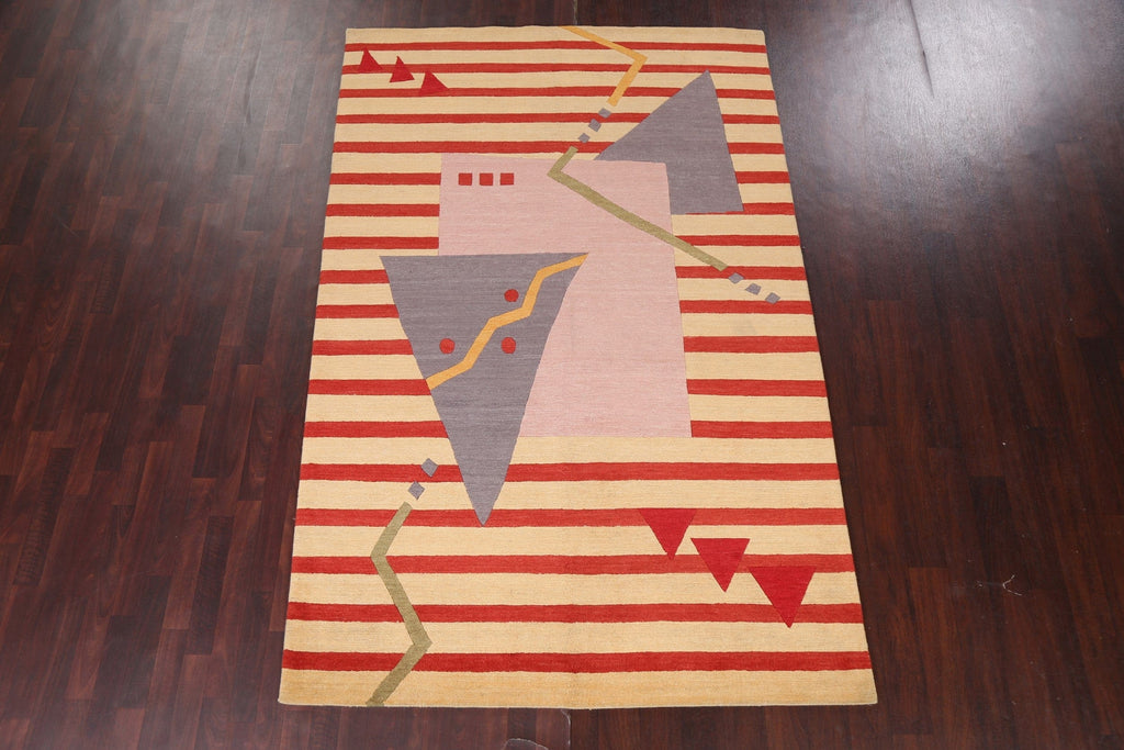 Abstract Nepalese Vegetable Dye Area Rug 6x9