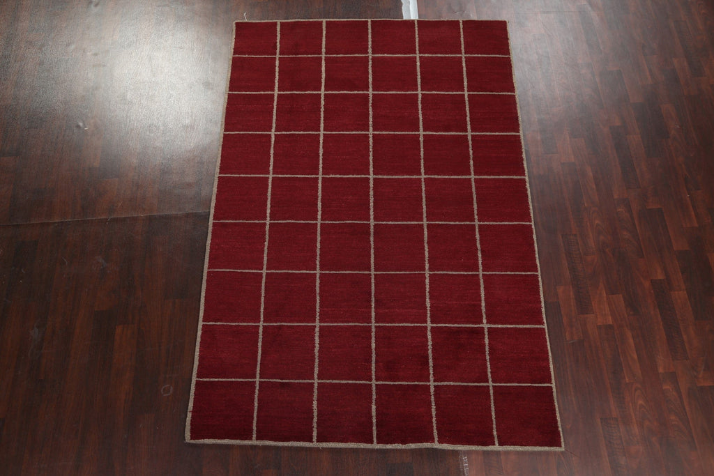 Checkered Nepalese Vegetable Dye Area Rug 6x9