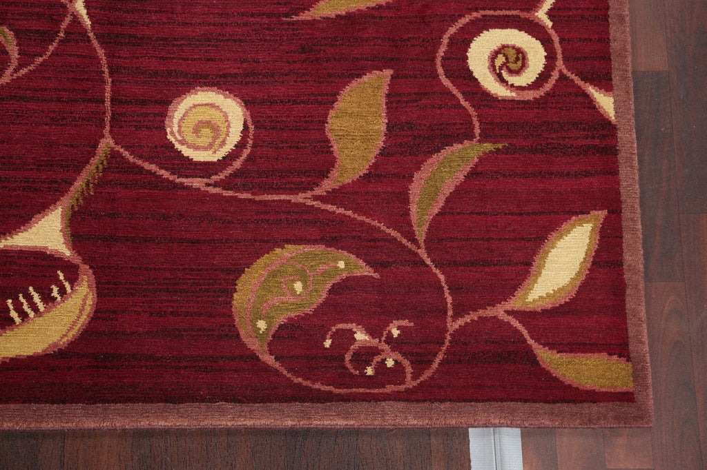 Vegetable Dye Nepalese Red Area Rug 6x9