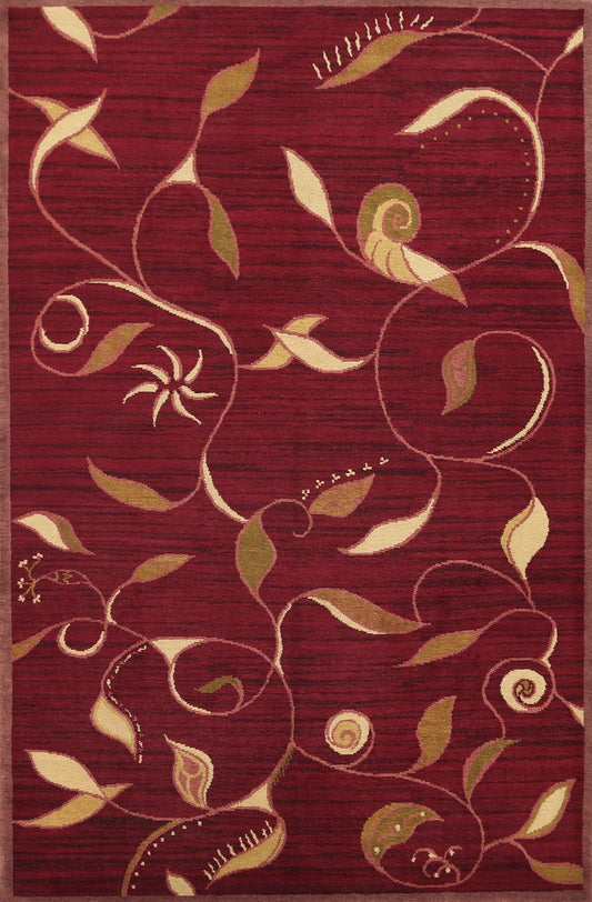 Vegetable Dye Nepalese Red Area Rug 6x9