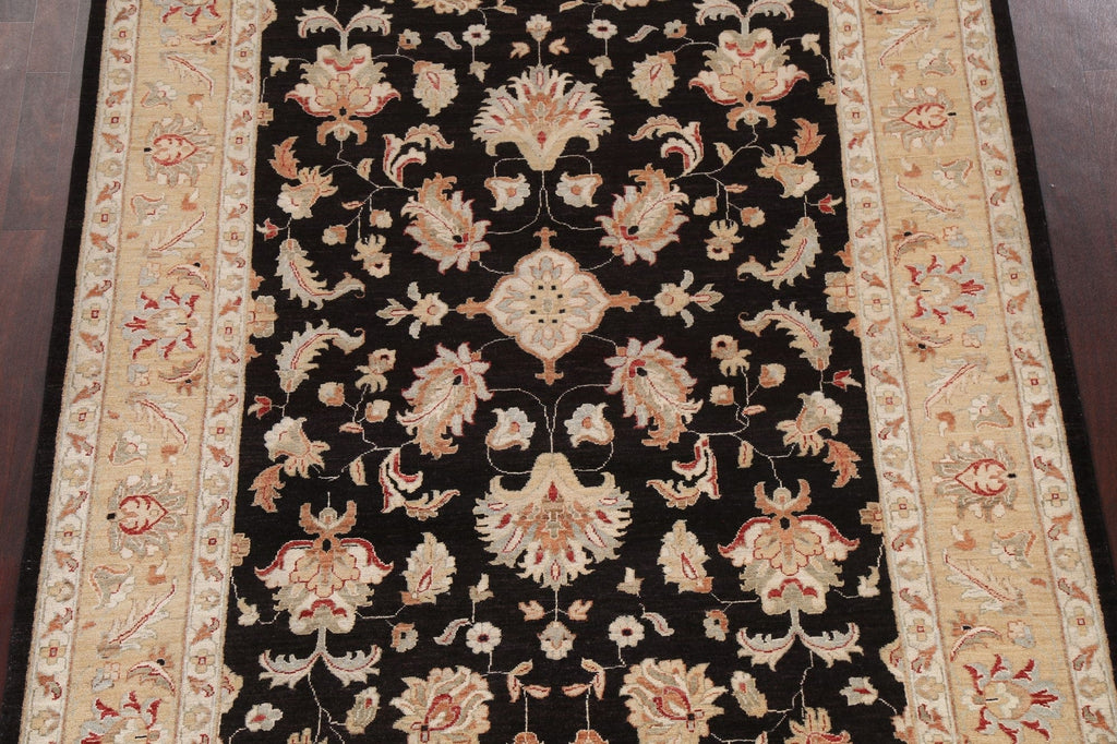 Vegetable Dye Chobi Peshawar Black Area Rug 6x9