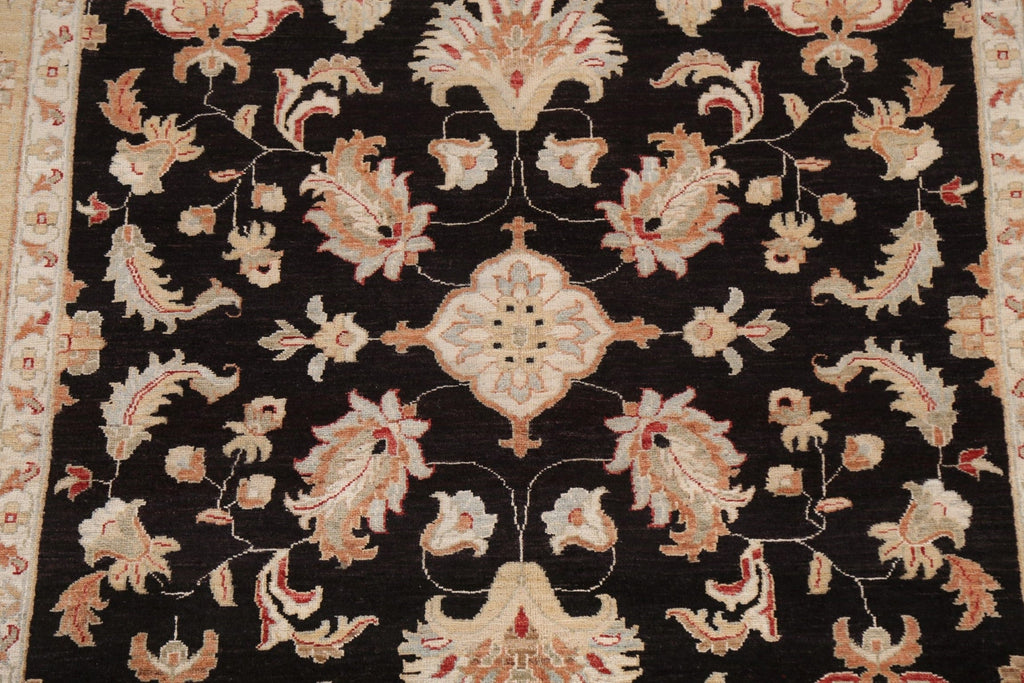 Vegetable Dye Chobi Peshawar Black Area Rug 6x9