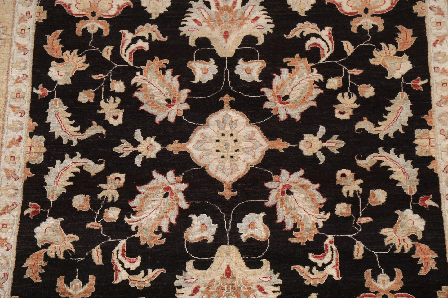 Vegetable Dye Chobi Peshawar Black Area Rug 6x9